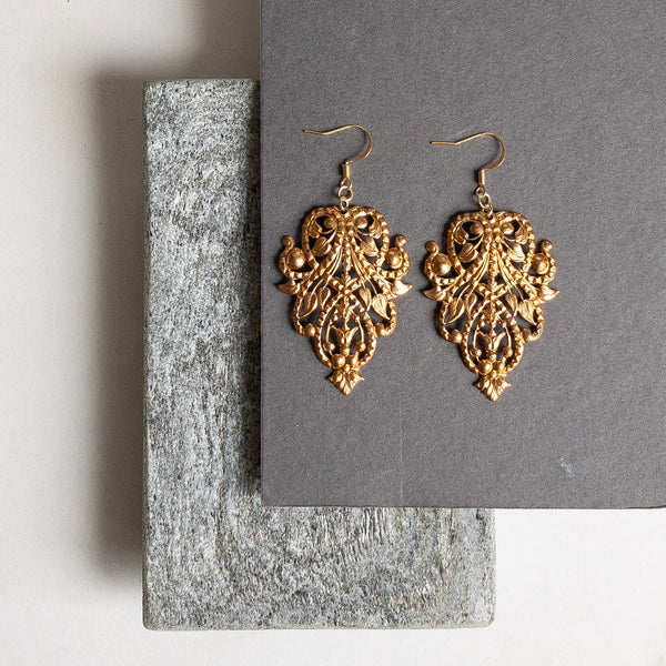 Rose gold filigree earrings